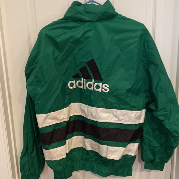 Green Vintage Adidas Windbreaker with Hood Size Medium - Picture 2 of 4